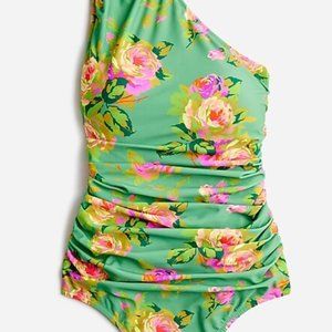 J Crew NWT Ruched one-shoulder one-piece in rose garden